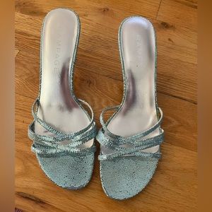 Rampage sparkly blue dress shoes, heels, size 8.5
